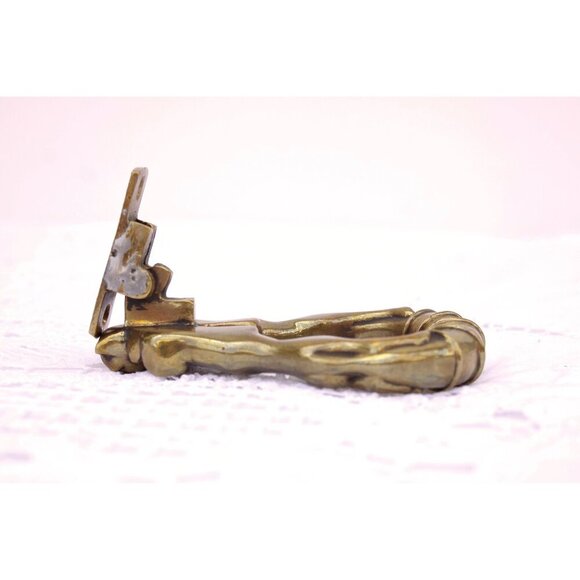 Vintage brass door knocker cat and dogs, brass hounds knocker, hunting dogs and - Picture 5 of 9